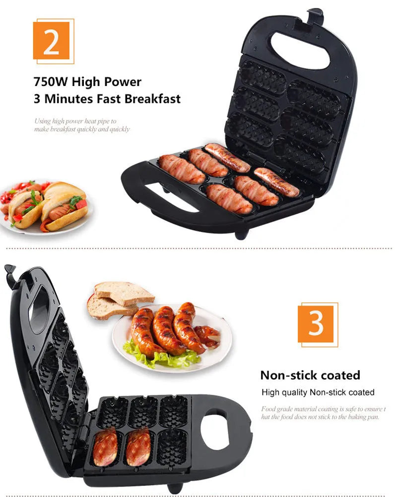 Home Hot Dog Roast Sausage Frying Machine (Non-Stick, 750W) - Electric Kitchen Gadget for Quick and Easy Hot Dog Preparation (220V, 50-60Hz) - Dreamy-Designs Store Online