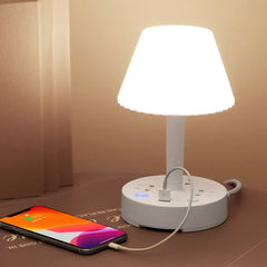 Creative Multi-Function Conversion Socket Desk Lamp With USB Ports (White/Pink, 0.8m/1.8m/2.8m/4.8m) - Dreamy-Designs Store Online