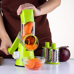 Vegetable Cutter Round Mandoline Slicer (3 Interchangeable Blades) / Potato Julienne Carrot Grater Cheese / Compact & Detachable / Non-Toxic ABS & Stainless Steel - Dreamy-Designs Store Online