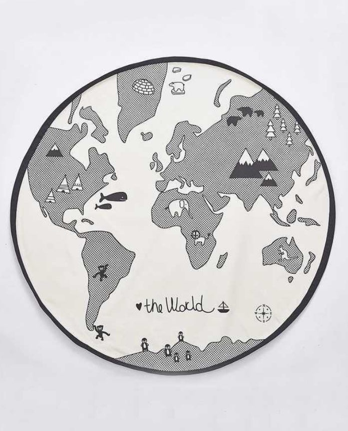 Adventure World Carpet - Infant Play Mat (0-2 Years) "Cotton Fabric" "135CM Diameter" (Hand-Printed World Map Design) - Dreamy-Designs Store Online