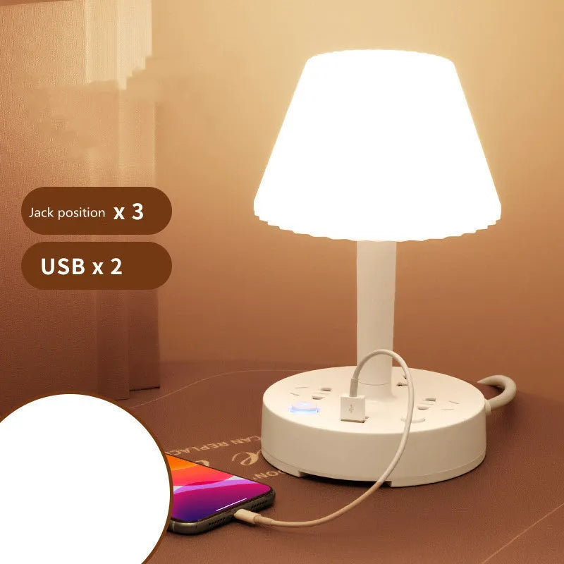 Creative Multi-Function Conversion Socket Desk Lamp With USB Ports (White/Pink, 0.8m/1.8m/2.8m/4.8m) - Dreamy-Designs Store Online