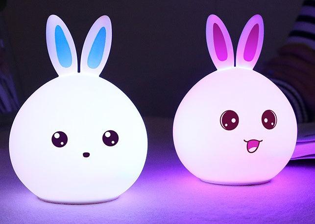 Cute Rabbit Night Light: 7-Color LED Lamp for Kids - Dreamy-Designs Store Online