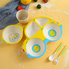 5-Piece Bamboo Fiber Kids Tableware Set: Safe & Fun - Dreamy-Designs Store Online