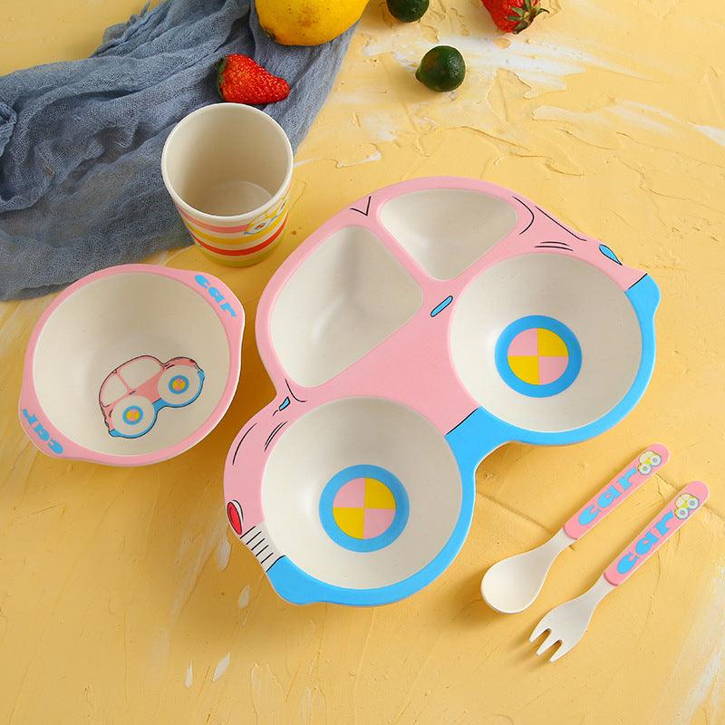 5-Piece Bamboo Fiber Kids Tableware Set: Safe & Fun - Dreamy-Designs Store Online