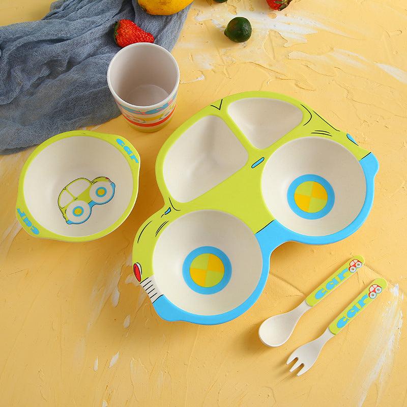 5-Piece Bamboo Fiber Kids Tableware Set: Safe & Fun - Dreamy-Designs Store Online