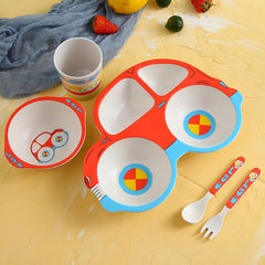 5-Piece Bamboo Fiber Kids Tableware Set: Safe & Fun - Dreamy-Designs Store Online