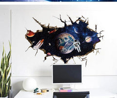 3D Broken Wall Starry Sky Universe Planet Wall Sticker - Dreamy-Designs Store Online