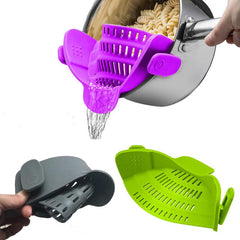 Silicone Clip-on Pot Pan Bowl Funnel Oil Strainer / Creative Rice Washing Colander / Draining Liquid Tool (Fits All Pot Sizes) - Dreamy-Designs Store Online