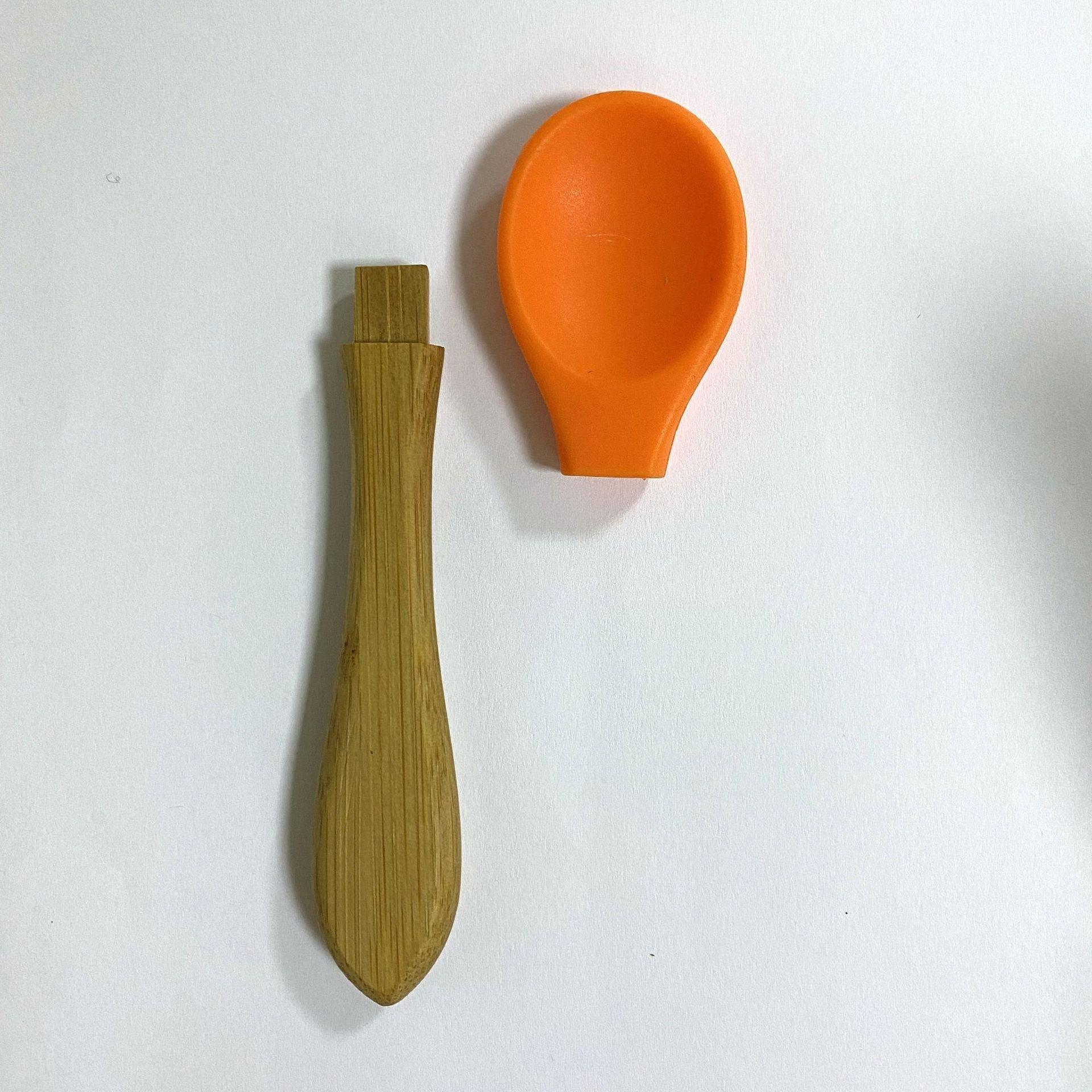 6 Colors: Safe Silicone Baby Bamboo Spoons | 14cm - Dreamy-Designs Store Online