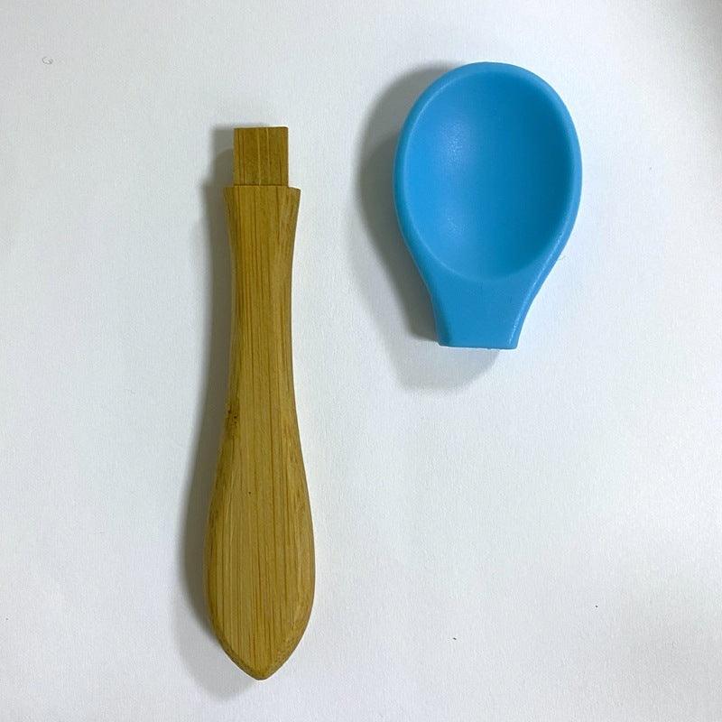 6 Colors: Safe Silicone Baby Bamboo Spoons | 14cm - Dreamy-Designs Store Online