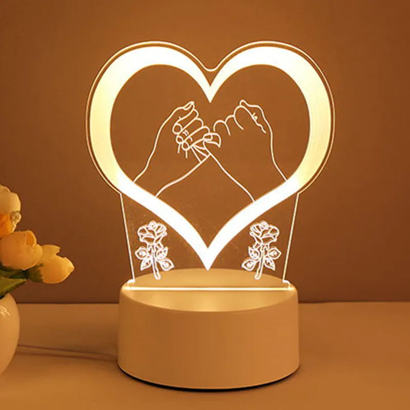 3D Acrylic LED Night Light Lamp (Neon Sign) - USB Powered, Multiple Designs - Perfect for Home Decor, Xmas, Valentine's Day Gifts - Dreamy-Designs Store Online