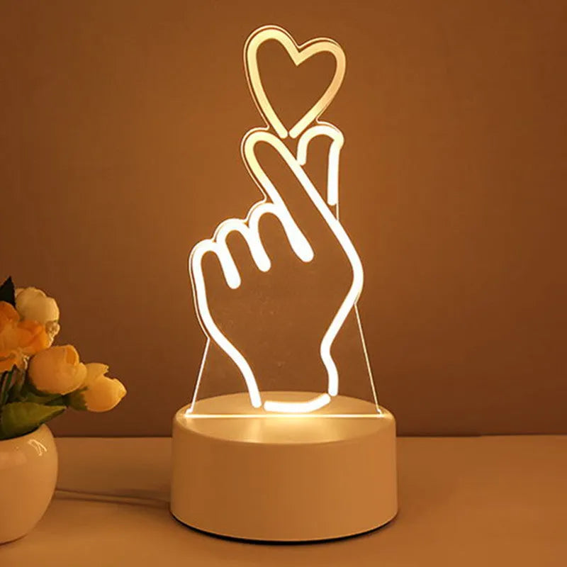 3D Acrylic LED Night Light Lamp (Neon Sign) - USB Powered, Multiple Designs - Perfect for Home Decor, Xmas, Valentine's Day Gifts - Dreamy-Designs Store Online