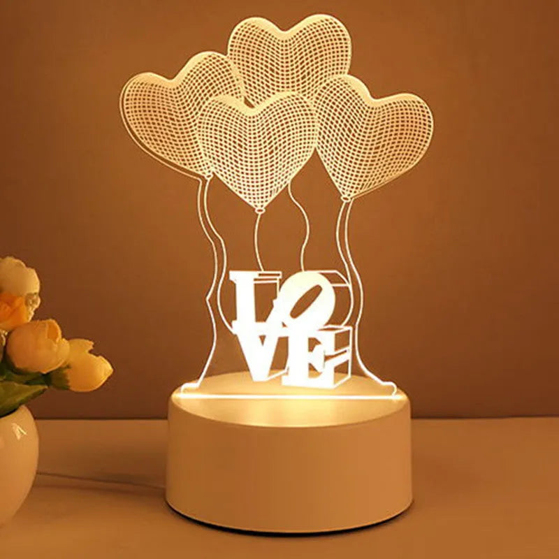 3D Acrylic LED Night Light Lamp (Neon Sign) - USB Powered, Multiple Designs - Perfect for Home Decor, Xmas, Valentine's Day Gifts - Dreamy-Designs Store Online