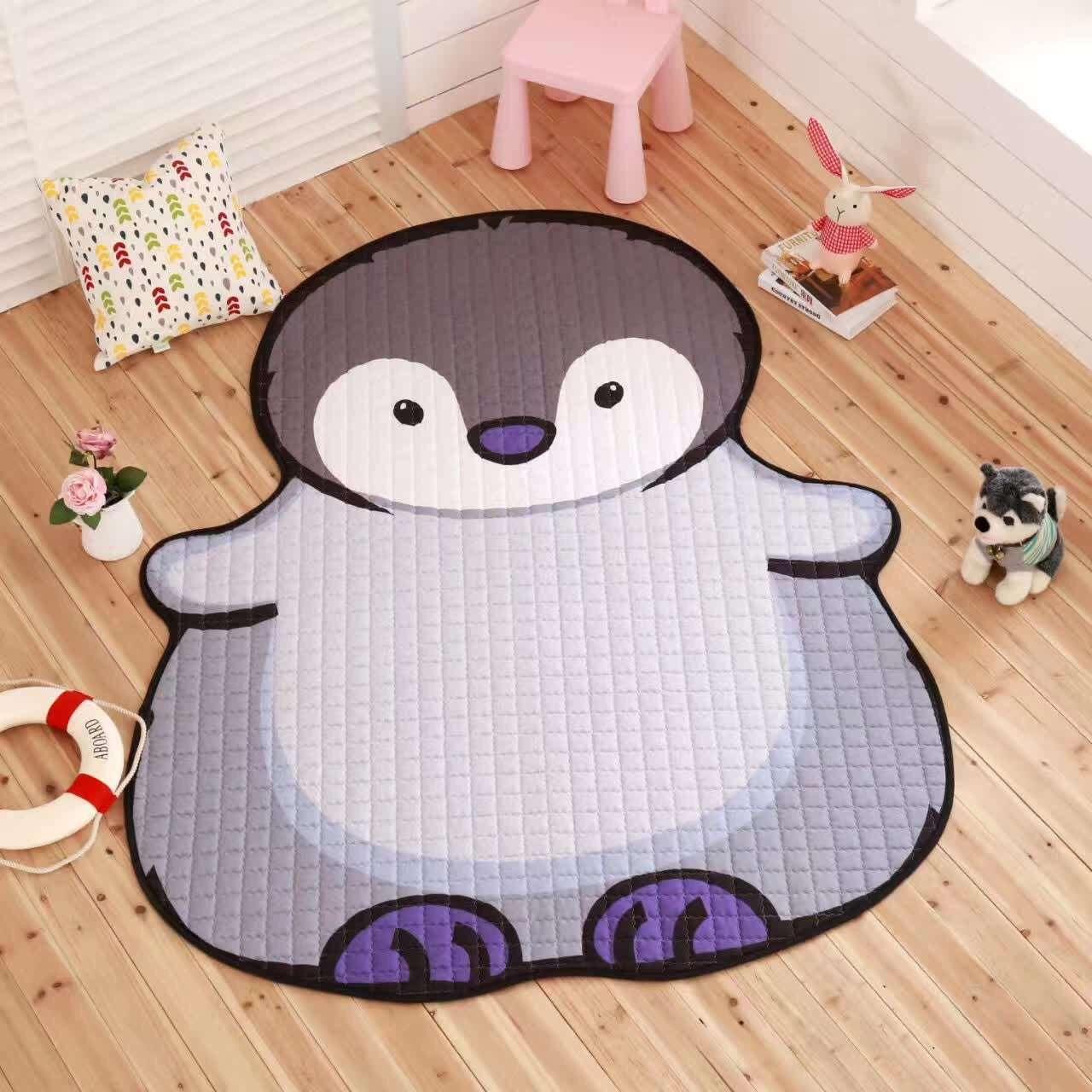 Soft Cotton Baby Play Mat / Kids Carpet / White Tiger Plush Rug (L: 130x190cm, S: 100x140cm) - Decorative Floor Mat for Living Room & Children's Development - Dreamy-Designs Store Online