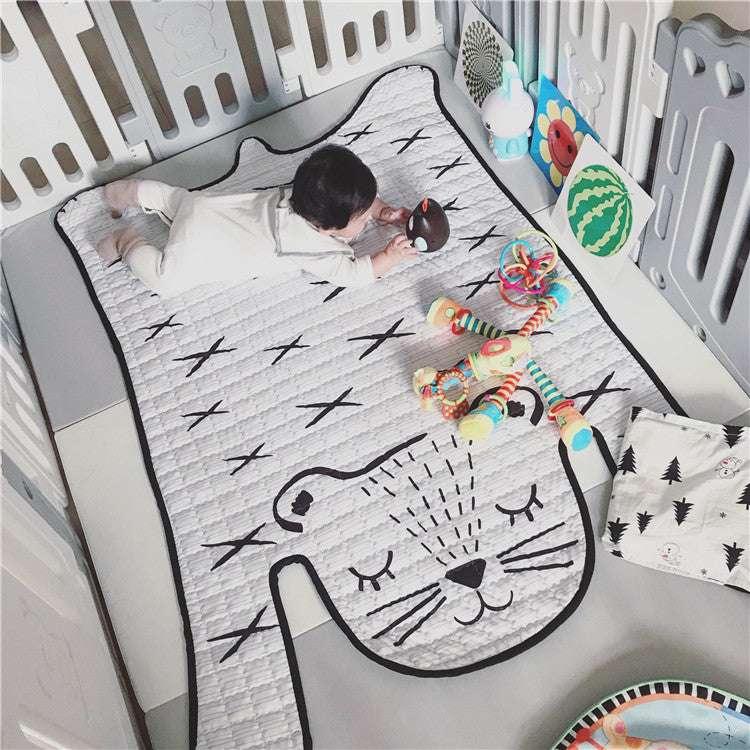 Soft Cotton Baby Play Mat / Kids Carpet / White Tiger Plush Rug (L: 130x190cm, S: 100x140cm) - Decorative Floor Mat for Living Room & Children's Development - Dreamy-Designs Store Online