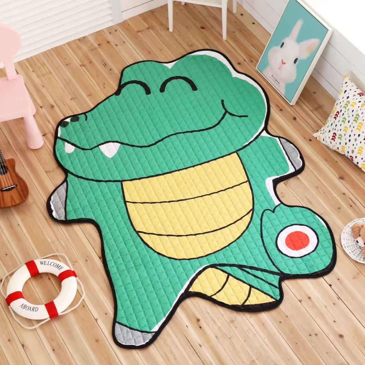 Soft Cotton Baby Play Mat / Kids Carpet / White Tiger Plush Rug (L: 130x190cm, S: 100x140cm) - Decorative Floor Mat for Living Room & Children's Development - Dreamy-Designs Store Online