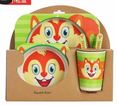 5-Piece Natural Bamboo Fiber Children's Tableware Set | Ages 6+ Months - Dreamy-Designs Store Online