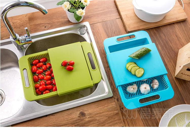 Multifunction Kitchen Chopping Block (36x23x4cm) / Sink Drain Basket / Cutting Board / Vegetable & Meat Tool / PP & TPE Material / Kitchen Accessory - Dreamy-Designs Store Online