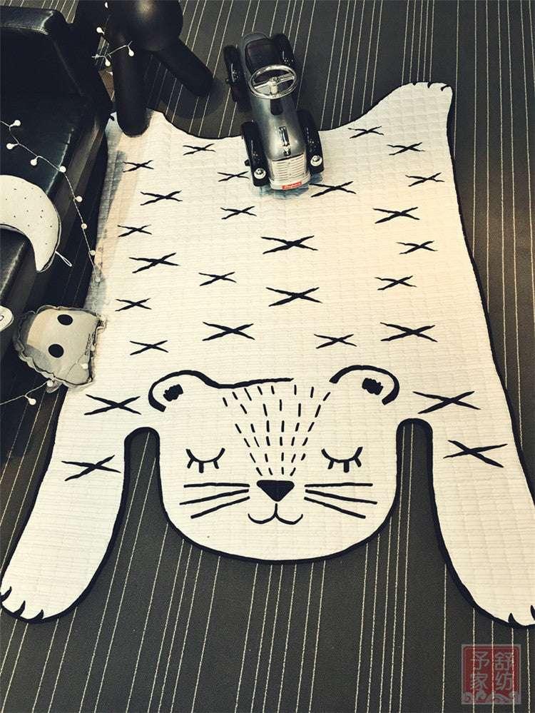 Soft Cotton Baby Play Mat / Kids Carpet / White Tiger Plush Rug (L: 130x190cm, S: 100x140cm) - Decorative Floor Mat for Living Room & Children's Development - Dreamy-Designs Store Online