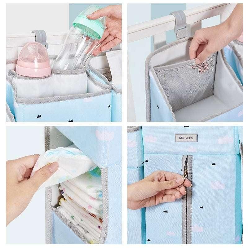 Sunveno Baby Outing Diaper Storage Bag - Bedside Hanging Basket Rack (665013cm) - Cotton & Polyester - Convenient Organizer for Parents - Dreamy-Designs Store Online