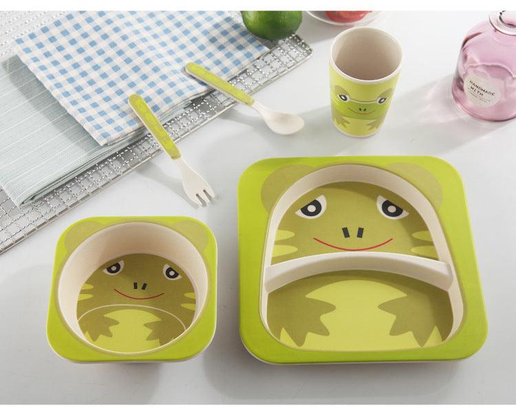 5-Piece Natural Bamboo Fiber Children's Tableware Set | Ages 6+ Months - Dreamy-Designs Store Online