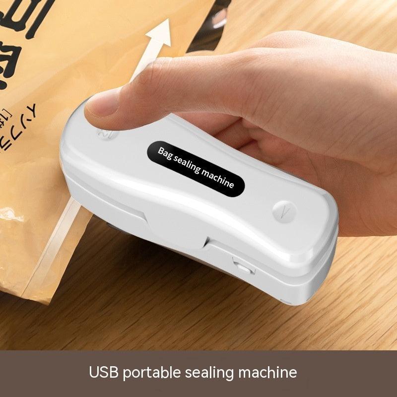 Rechargeable Small USB Mini Sealing Machine, Portable Kitchen Gadget (Type-C Charging, Multi-Purpose, Magnetic Attraction Patch) - Milky White/Black - Dreamy-Designs Store Online