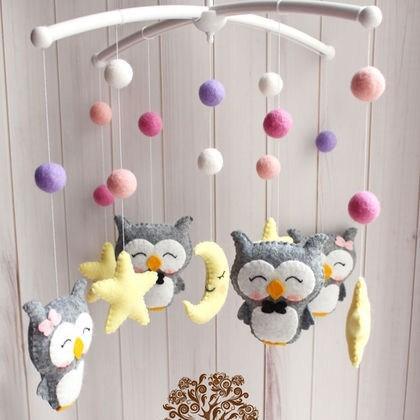 Newborn Owl Hand-Made Fabric Crib Rattle Toy - Dreamy-Designs Store Online