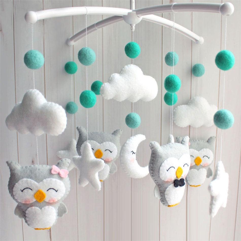 Newborn Owl Hand-Made Fabric Crib Rattle Toy - Dreamy-Designs Store Online