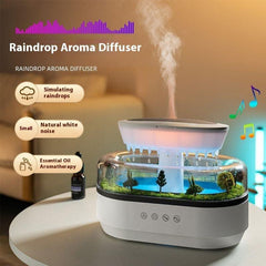 Micro Landscape Aroma Diffuser (Household Bedroom / Raindrop Humidifier) - White, Square, 0.5L Capacity, Remote Control - Dreamy-Designs Store Online