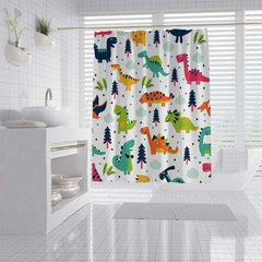 New Cartoon Dinosaur Shower Curtain (180X200cm) // Polyester Bath Curtain // Kids' Bathroom Decor - Dreamy-Designs Store Online