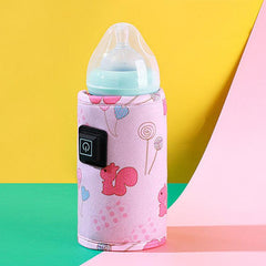 Baby Bottle Cooler Bag Warmer Thermostatic Heating Portable (USB Insulation Cover) - Cartoon Design (Blue Dinosaur/Pink Squirrel/Green Bear) - Dreamy-Designs Store Online