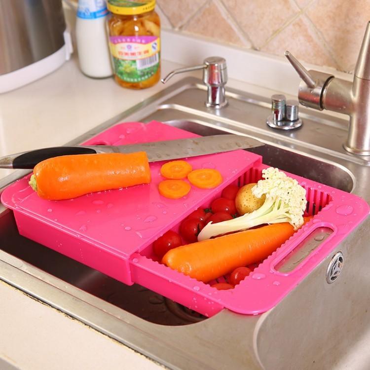 Multifunction Kitchen Chopping Block (36x23x4cm) / Sink Drain Basket / Cutting Board / Vegetable & Meat Tool / PP & TPE Material / Kitchen Accessory - Dreamy-Designs Store Online