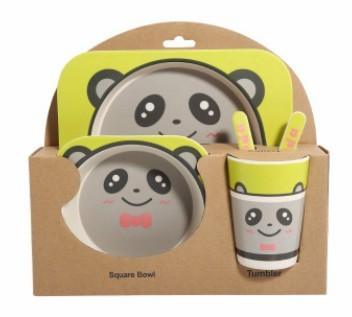 5-Piece Natural Bamboo Fiber Children's Tableware Set | Ages 6+ Months - Dreamy-Designs Store Online