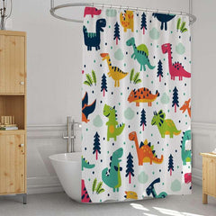 New Cartoon Dinosaur Shower Curtain (180X200cm) // Polyester Bath Curtain // Kids' Bathroom Decor - Dreamy-Designs Store Online