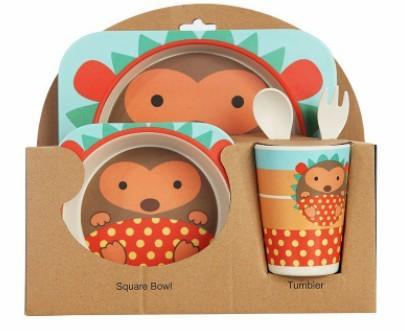 5-Piece Natural Bamboo Fiber Children's Tableware Set | Ages 6+ Months - Dreamy-Designs Store Online