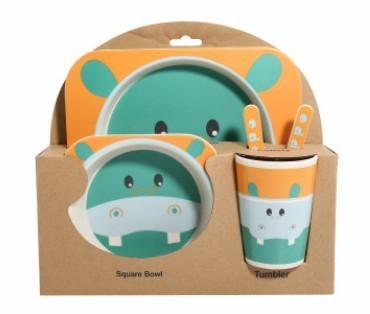 5-Piece Natural Bamboo Fiber Children's Tableware Set | Ages 6+ Months - Dreamy-Designs Store Online