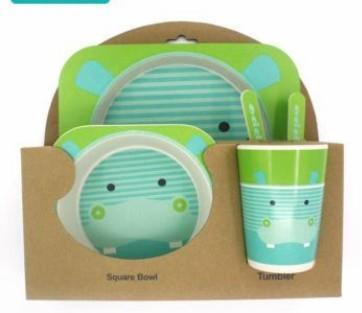 5-Piece Natural Bamboo Fiber Children's Tableware Set | Ages 6+ Months - Dreamy-Designs Store Online