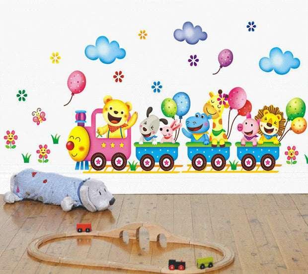 25x43cm Cute Animal Train Wall Stickers for Kids' Rooms - Dreamy-Designs Store Online