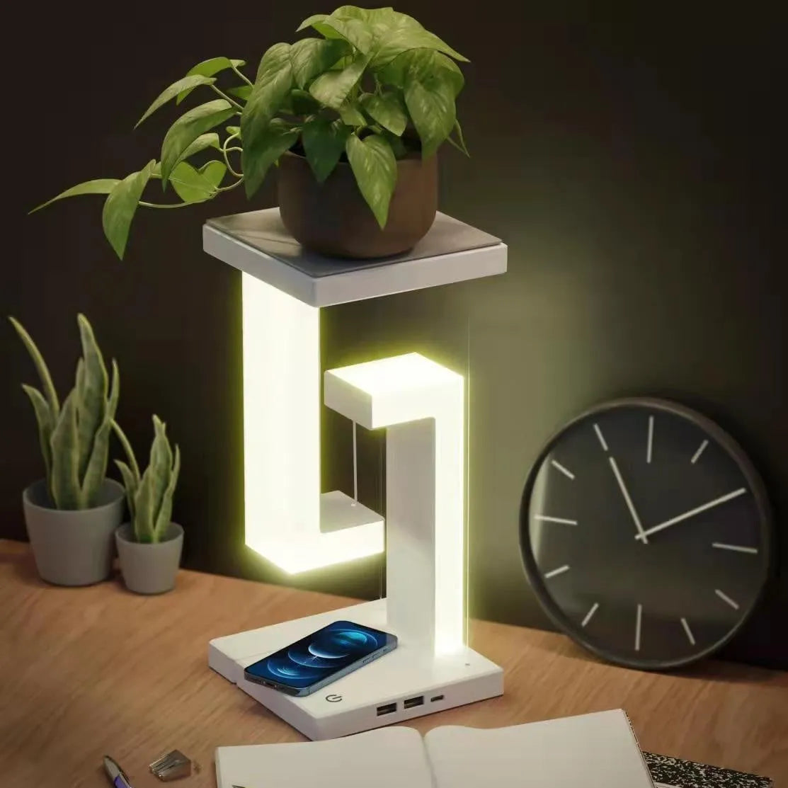 Creative Wireless Charging Suspension Table Lamp (Magnetic Floating, LED Night Light, Eye Protection, Modern Design) for Home/Office/Bedroom - Dreamy-Designs Store Online