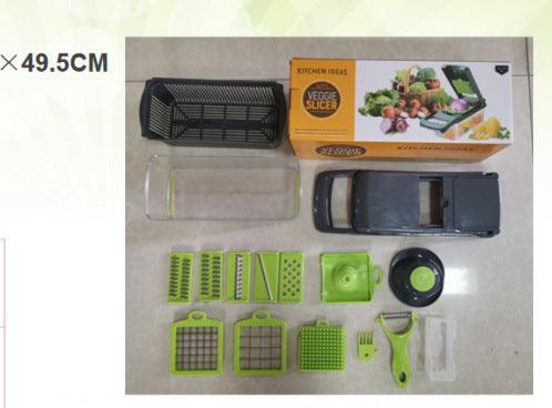 Household Kitchen Gadgets Vegetable Cutter Silk Cutter - 8 Interchangeable Blades / Stainless Steel / Hand Wash Only (Gray, 33.5x10x12.5cm) - Dreamy-Designs Store Online