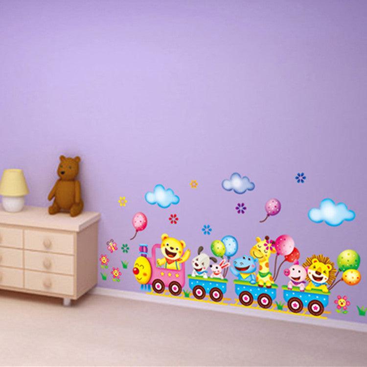 25x43cm Cute Animal Train Wall Stickers for Kids' Rooms - Dreamy-Designs Store Online