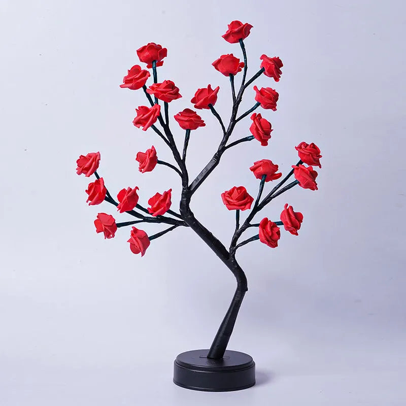 Flower Tree Rose Lamp (USB Powered) - Romantic Fairy Light Desk Decoration (8 Colors) / Wedding, Valentine's, Christmas Gift / Bendable Branches / LED Energy-Saving - Dreamy-Designs Store Online