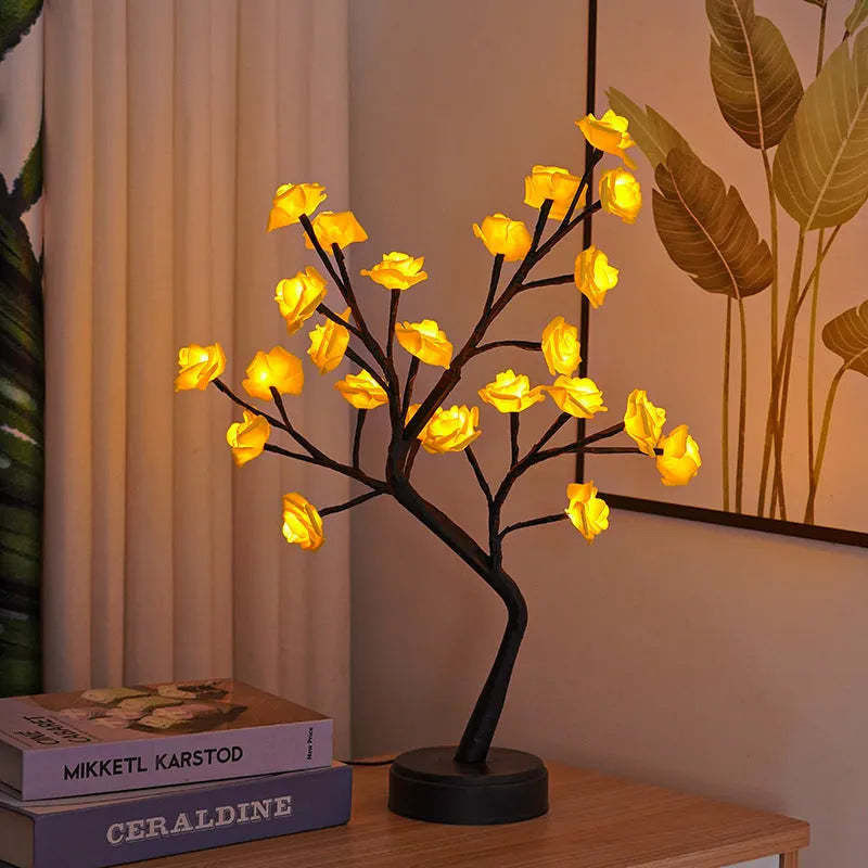 Flower Tree Rose Lamp (USB Powered) - Romantic Fairy Light Desk Decoration (8 Colors) / Wedding, Valentine's, Christmas Gift / Bendable Branches / LED Energy-Saving - Dreamy-Designs Store Online