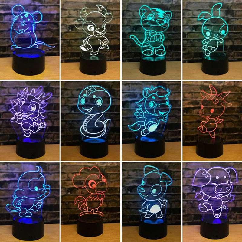 Zodiac LED Night Light - Touch Control 7 Colors (Red, Green, Blue, Yellow, Enamel, Purple, White) / 3W / USB Powered / Remote Control Option - Dreamy-Designs Store Online