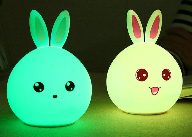 Cute Rabbit Night Light: 7-Color LED Lamp for Kids - Dreamy-Designs Store Online