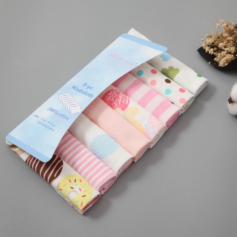 8-Pack Pure Cotton Baby Saliva Towels | Soft & Gentle - Dreamy-Designs Store Online