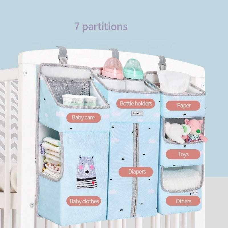 Sunveno Baby Outing Diaper Storage Bag - Bedside Hanging Basket Rack (665013cm) - Cotton & Polyester - Convenient Organizer for Parents - Dreamy-Designs Store Online