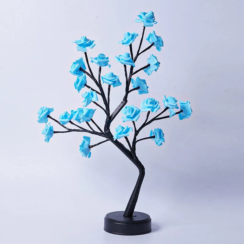 Flower Tree Rose Lamp (USB Powered) - Romantic Fairy Light Desk Decoration (8 Colors) / Wedding, Valentine's, Christmas Gift / Bendable Branches / LED Energy-Saving - Dreamy-Designs Store Online