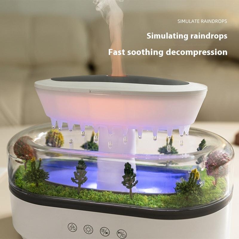 Micro Landscape Aroma Diffuser (Household Bedroom / Raindrop Humidifier) - White, Square, 0.5L Capacity, Remote Control - Dreamy-Designs Store Online