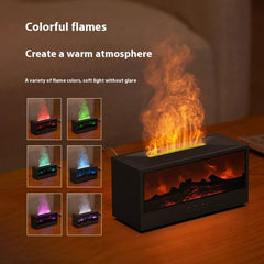 Simulated 3D Fireplace Flame Aroma Diffuser - USB Powered, Low Noise (36-45dB) / Remote Control / 0.5L Tank / 2-8 Hour Timer / Retro, Creative, Nordic Style (Black or White) - Dreamy-Designs Store Online